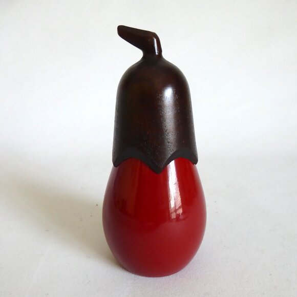 VINTAGE JAPANESE JAPAN RED VEGETABLE FRUIT SHAPED TOOTHPICK HOLDER LACQUER NEW - Picture 3 of 8